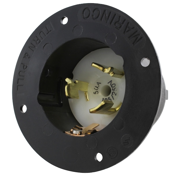 Ac Works Flanged Locking Inlet, Non-NEMA, 50 A, 125/250V AC, Single Phase, 3 Pole, Flush Mount, Black CS6375 - main